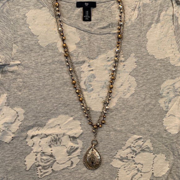 Lucky brand Gold Silver beaded necklace - Picture 2 of 5